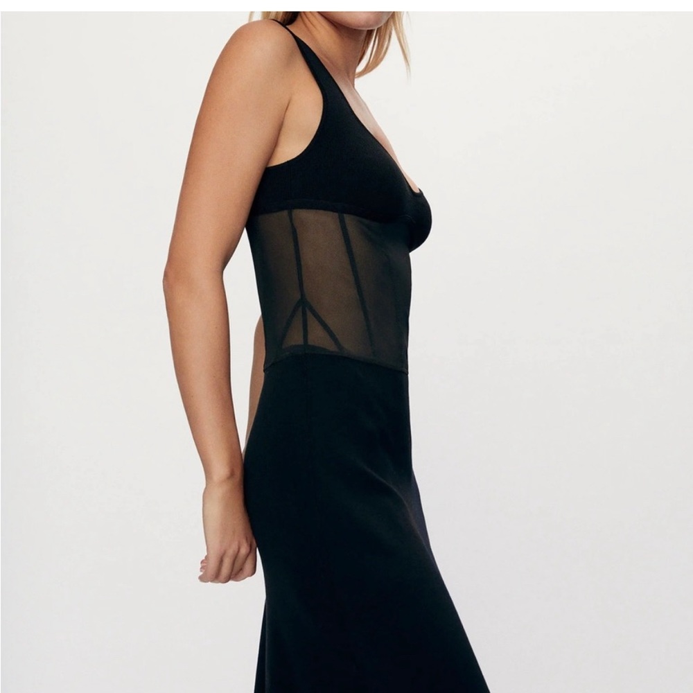 Zara COMBINATION KNIT DRESS SHEER FABRIC AT WAIST